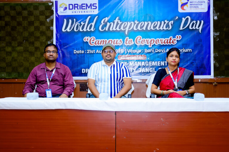 DRIEMS University’s School of Management & IIC celebrated World Entrepreneurs Day (21 Aug 2025).
