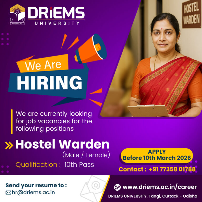 Hostel Warden, DRIMES University