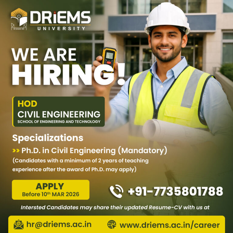 HOD, Civil Engineering | SoET | DRIMES University