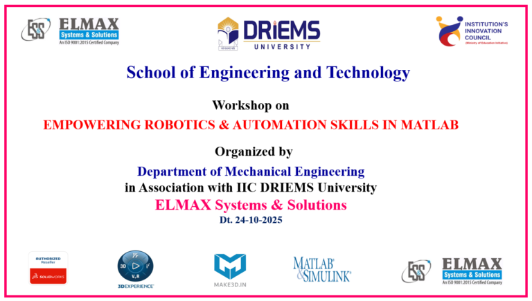 “Empowering Robotics & Automation Skills in Matlab” on dt. 24-10-2025