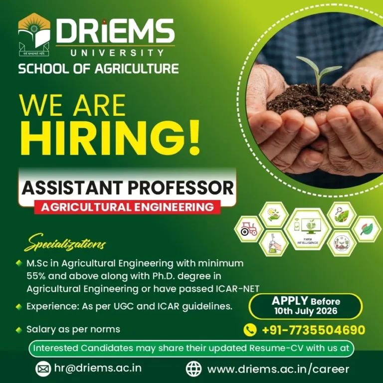 ASSOCIATE PROFESSOR | AGRICULTURAL ENGINEERING | SOA | DRIEMS University