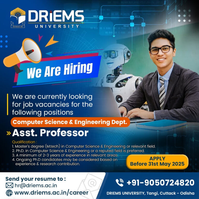 Assistant Professor | SOET | DRIEMS University