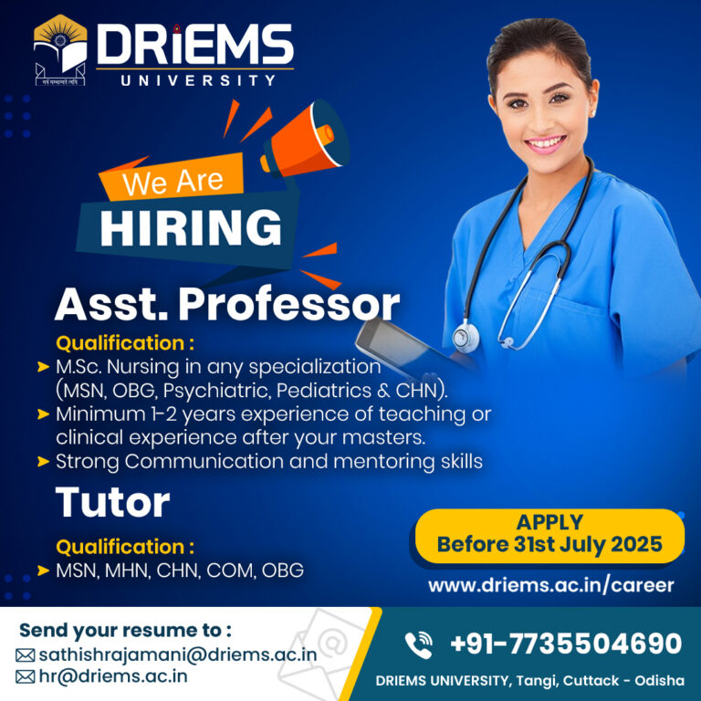 Assistant Professor | School of Nursing | DRIEMS University