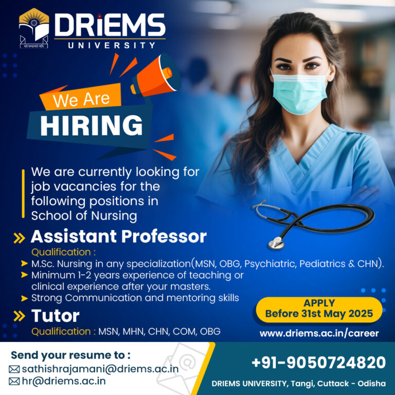 Assistant Professor | School of Nursing | DRIEMS University