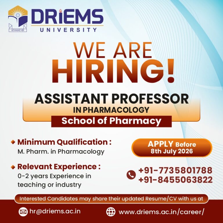 Assistant Professor | School of Pharmacy | DRIEMS University