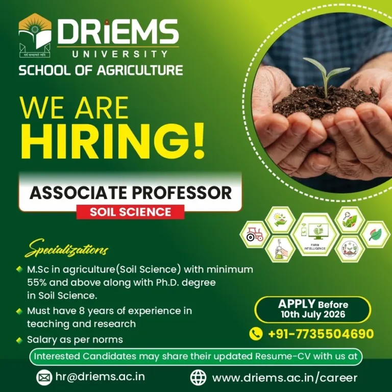 ASSOCIATE PROFESSOR | SOIL SCIENCE | SOA | DRIEMS University